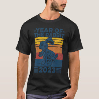 År för kanin 2023 Retro Sunset Chinese New Y T Shirt