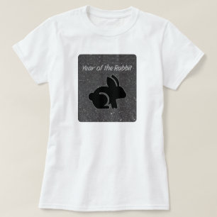 År för kanin Black Glitter Design T-Shirt