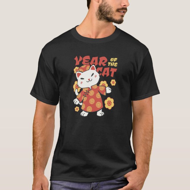 År för kaninkatt kinesiska zodiaknyår t shirt (Framsida)