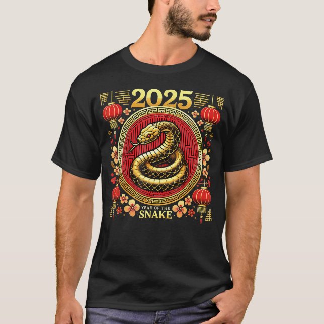 År för ormen 2025 Kinas nyår Lycklig Luna T Shirt (Framsida)
