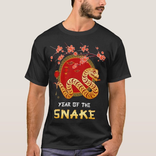 År för ormen 2025, nyår kinesiskt nyår t shirt (Framsida)
