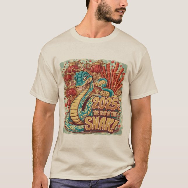 År för ormen 2025, nyår kinesiskt nyår t shirt (Framsida)