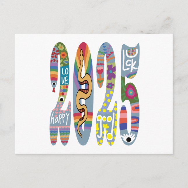 År för ormen 2025 vykort (Framsida)