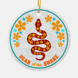 År för ormen julgransprydnad keramik