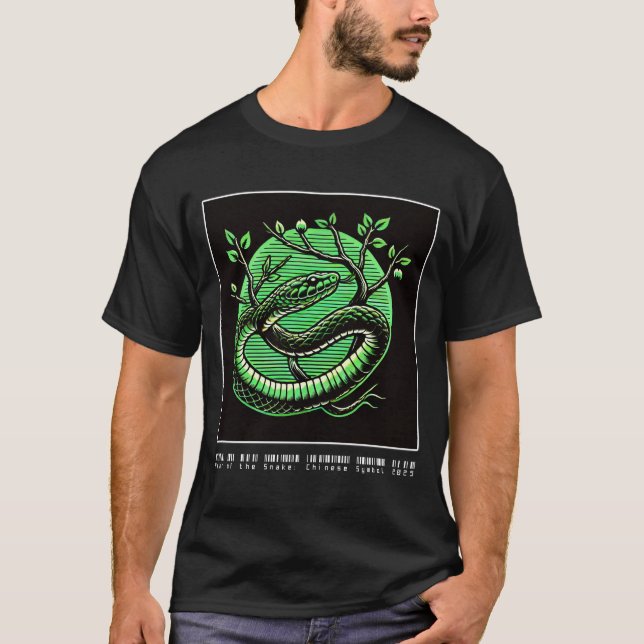 År för ormen: Kinesisk symbol 2025 (grönt) T Shirt (Framsida)