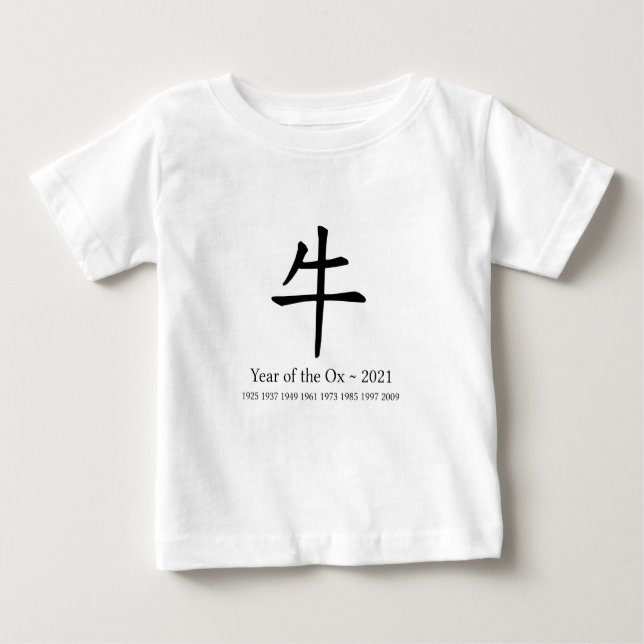 År för Ox China Zodiac 2021 Lunar nyår T Shirt (Framsida)
