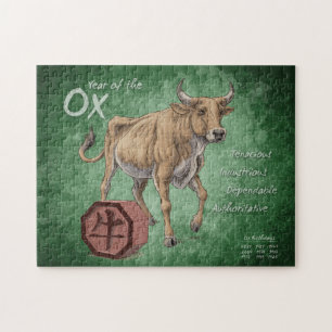 År för Ox China Zodiac Art Pussel