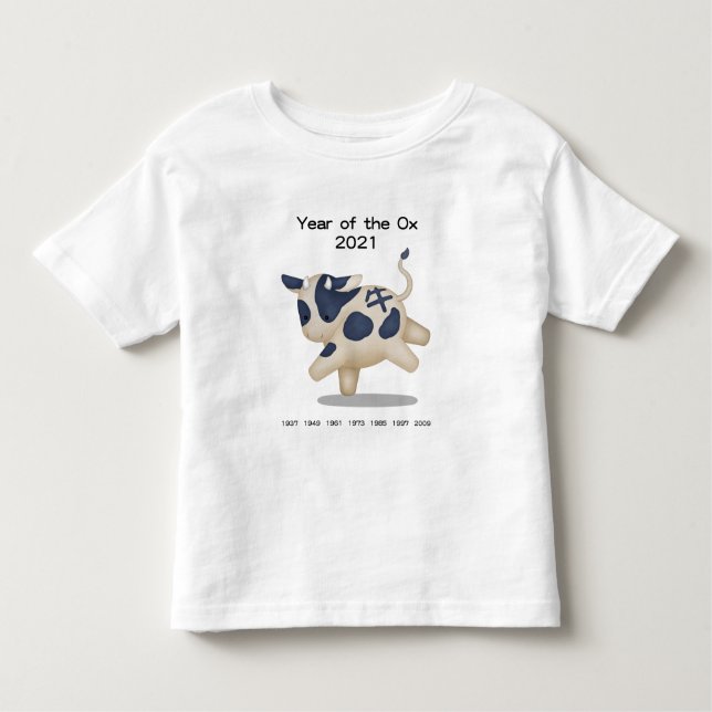 År för Ox Cute Zodiac Animal 2021 Keepsaké T Shirt (Framsida)