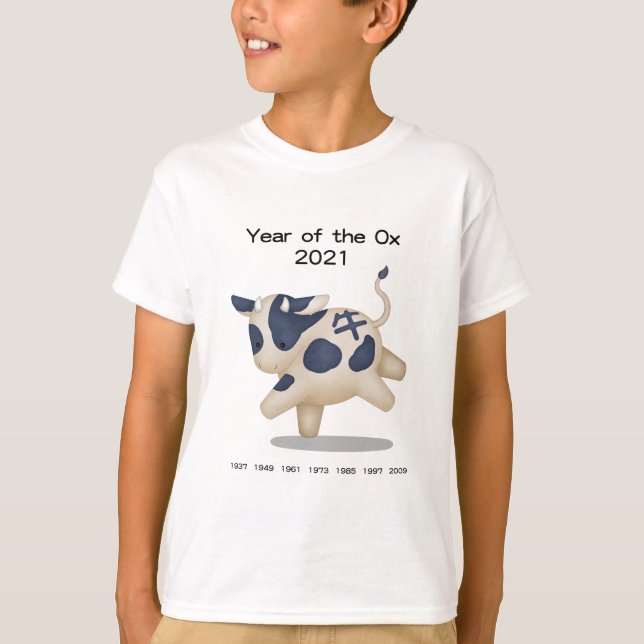 År för Ox Cute Zodiac Animal 2021 T Shirt (Framsida)