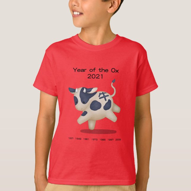 År för Ox Cute Zodiac Animal 2021 T Shirt (Framsida)