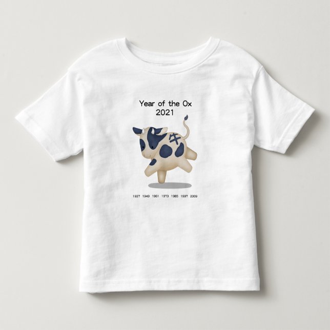År för Oxen Söt Zodiak Djur 2021 Minnessaker T Shirt (Framsida)