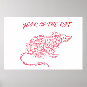 År för Råtta Calligram Poster