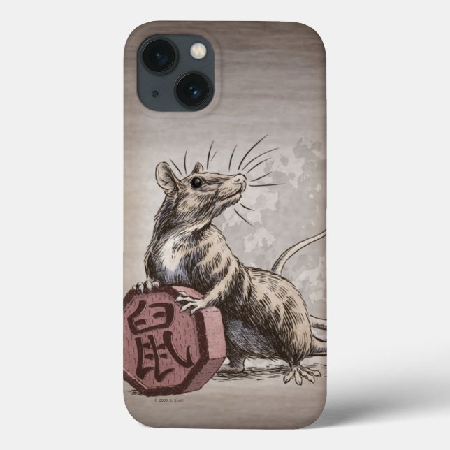 År för Råtta kinesiska Zodiac Art iphone case (Baksida)