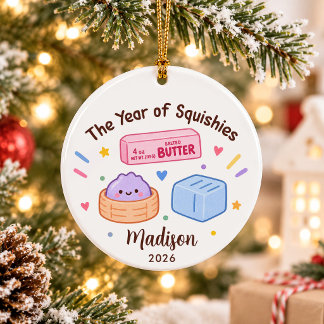 År för Squishies Barnjul Julgransprydnad Keramik