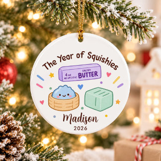 År för Squishies Barnjul Julgransprydnad Keramik