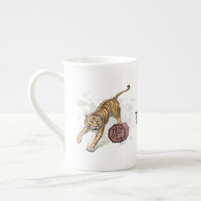 År för tiger China Zodiac Art Benporslin Mugg (Vänster)