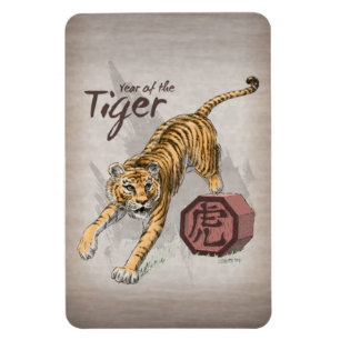 År för tiger China Zodiac Art Magnet