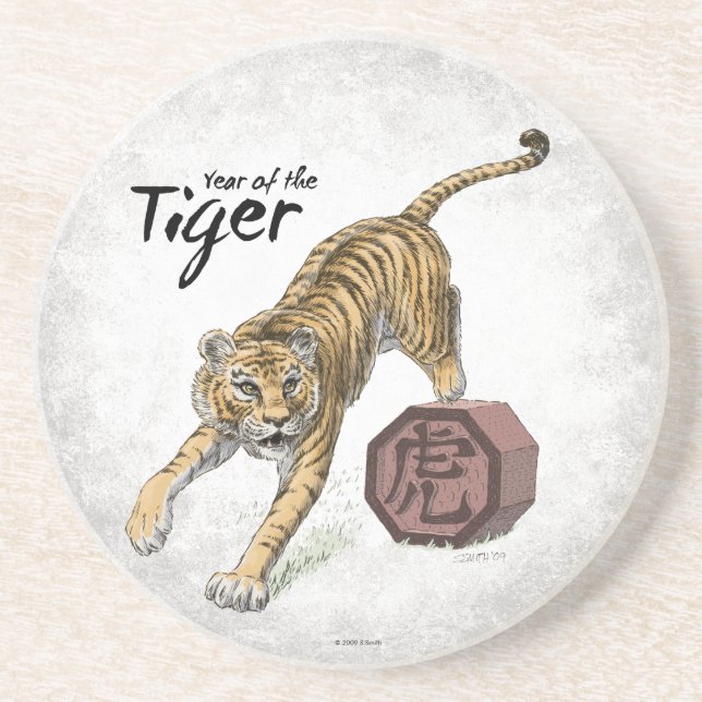År för tiger China Zodiac Art Underlägg (Framsidan)