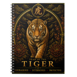 År för Tiger Lyxig Kinesisk Zodiak Notisbok Anteckningsbok