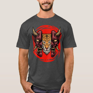 År för Tiger samurai mask japansk kultur T Shirt