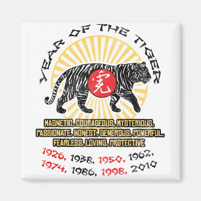 År för tigerhögkvarteren magnet (Framsidan)