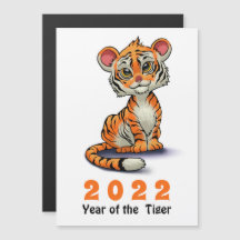 År för tigern 2022 Cute Orange Unge