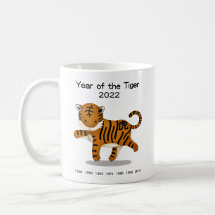 År för tigern 2022 Cute Zodiac Animal Keepsaké Kaffemugg