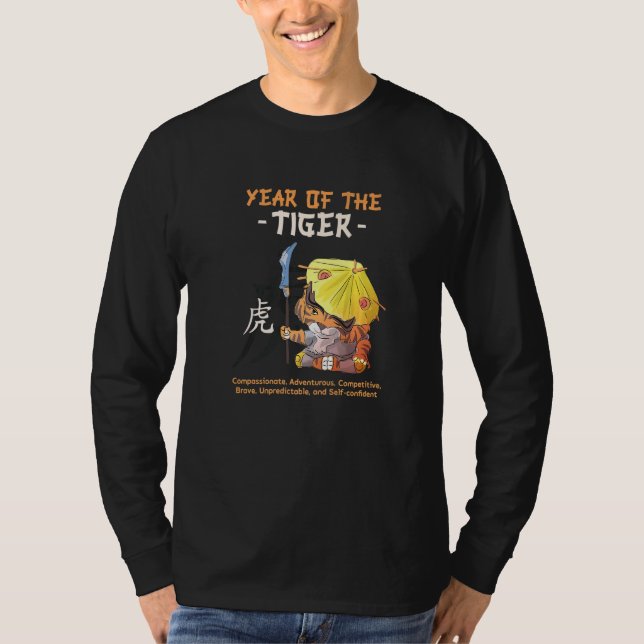 År för tigertecken för kinesiskt zodiac-djur t shirt (Framsida)
