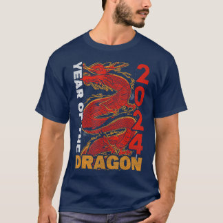 År för Zodiac Chinese Lunar New Y i Dragon 2024 T Shirt