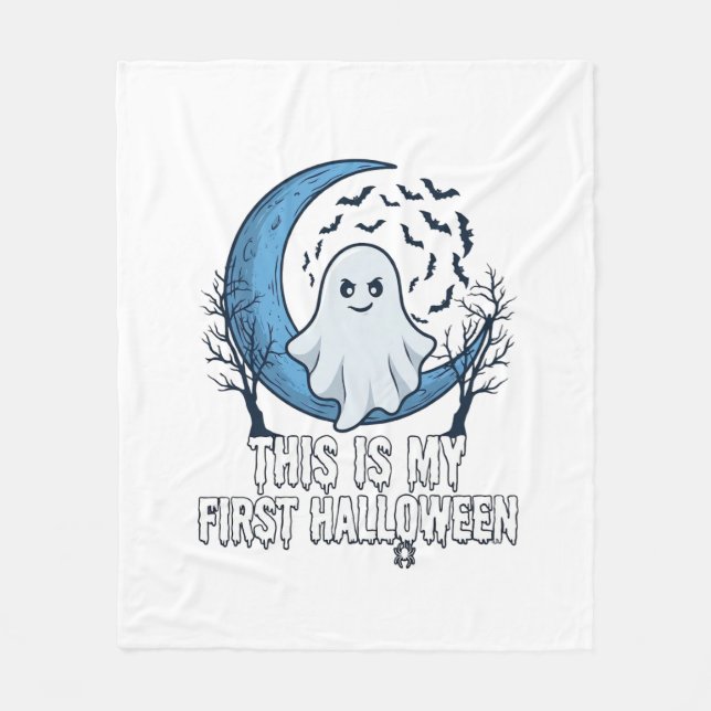 Är Första Halloween Spök Halvmåne Fladdermöss_1 Fleecefilt (Framsidan)
