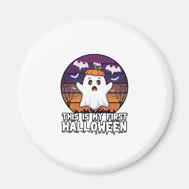 Är Första Halloween Spökpumpa Hatt Fladdermöss_1 Magnet (Framsidan)