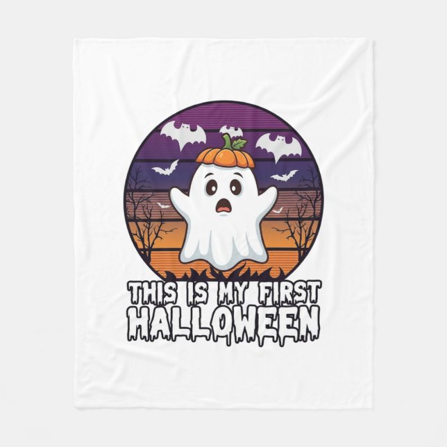 Är Första Halloween Spökskål Hatt Fladdermöss_1 Fleecefilt (Framsidan)