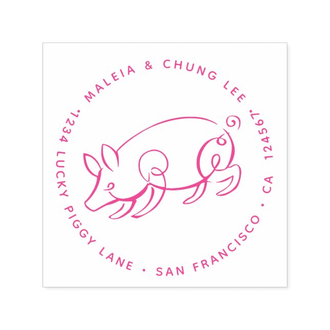 År Gris - Lucky Returadress - Rosa Självfärgande Stämpel (Design)