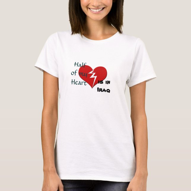 Är halvan min hjärta i den Irak militären T-shirt (Framsida)