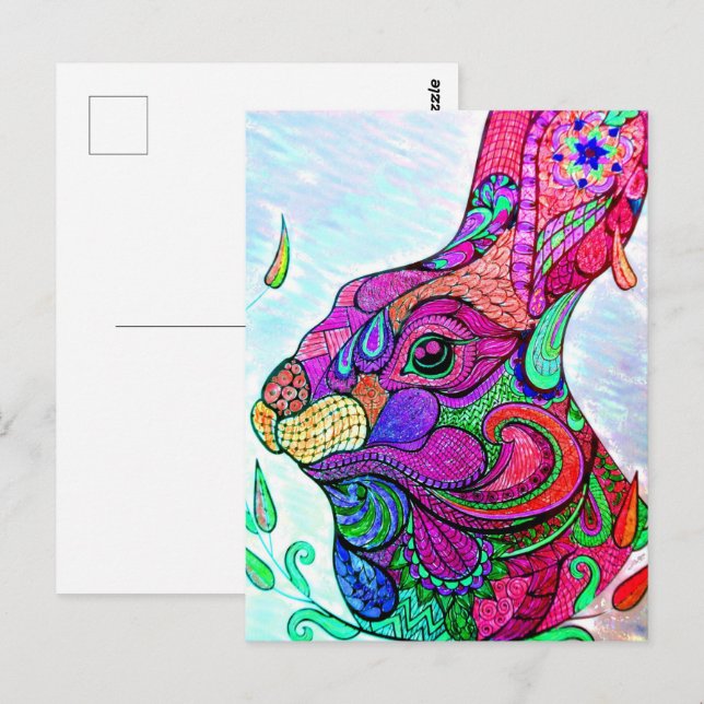ÅR HARE ZODIAC |  Färgplanschen Postkort Vykort (Fram/baksida)