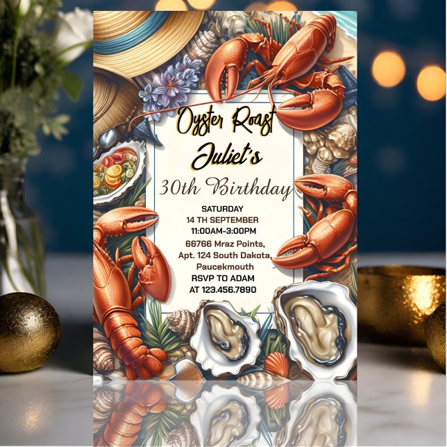 Är havskräfta från Beach Seafood pearl oyster 30år Inbjudningar (Skapare uppladdad)