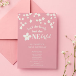 Är hon inte glad Daisy 1:a födelsedag, Cute Flower Inbjudningar
