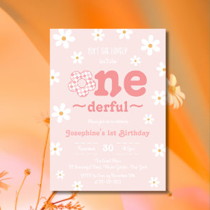 Är hon inte nederfull Retro Groovy Flower Birthday Inbjudningar