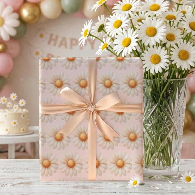 Är hon inte underbar 1-årsdag Vattenfärg Tusenskön Presentpapper (Isn't She One-derful 1st Birthday Watercolor Daisy Wrapping Paper)