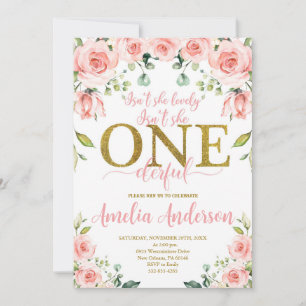 Är hon inte underbar, lilla miss Onederful Birthda Inbjudningar