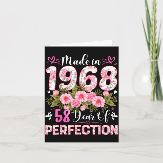 År i 58 gammal 1968 Blommig 58:e Kort (Framsida)