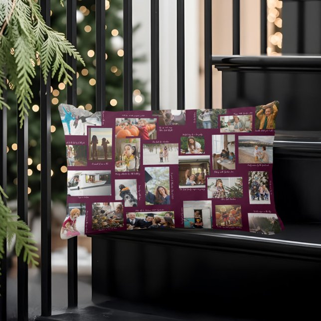 År i Moment 25 Family Photo Collage & Captions Lumbarkudde (Year in Moments 25 Family Photo Collage & Captions Lumbar Pillow)