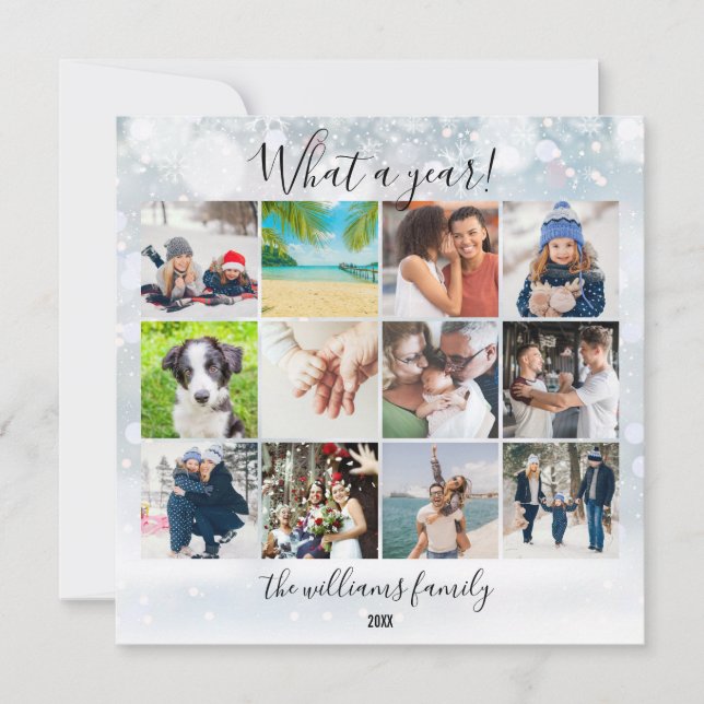 År i recension 12 Foto som ett år Snöflingor Julkort (Framsida)