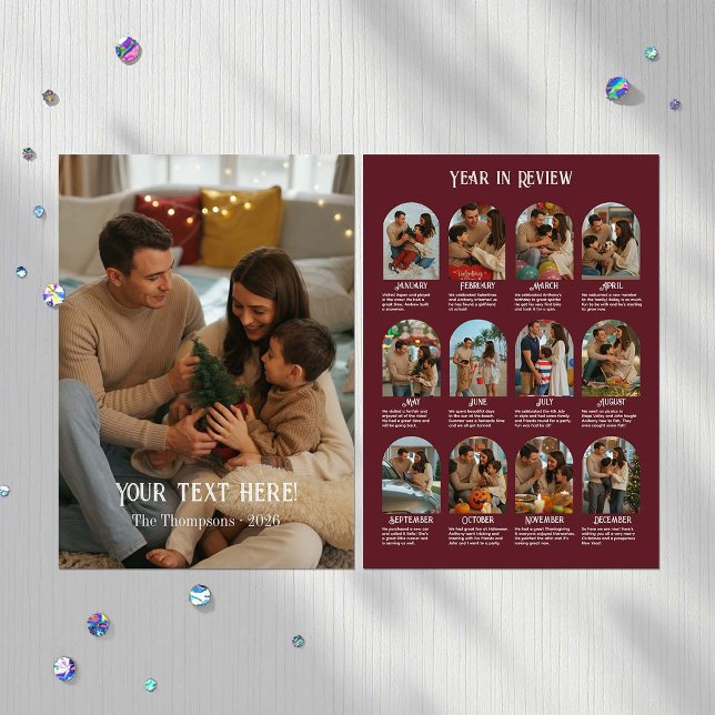 År i recension 12 Photo Family Julkort (Year in Review 12 Photo Family Holiday Card)