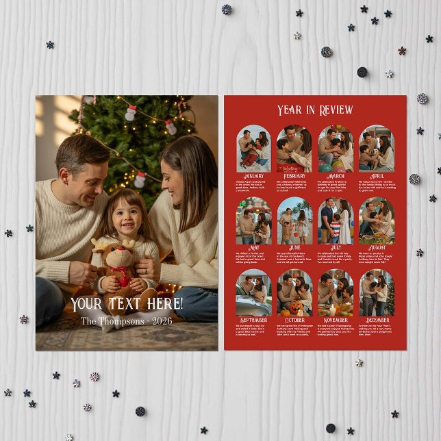 År i recension 12 Photo Family Julkort (Year in Review 12 Photo Family Holiday Card)