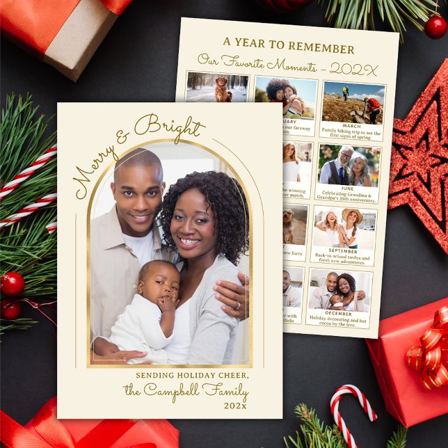 År i recension av Guld Beige Arch 13 Photo Collage Julkort (Skapare uppladdad)