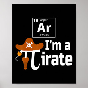 Ar I'm A Pirat Funny Pi Pun Science 14 3.14 Poster