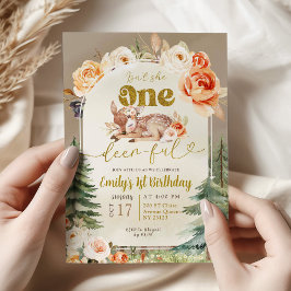Är inte hon en underbar skog Boho 1-års födelsedag Inbjudningar