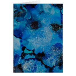 Är jag blå - Abstrakt blå målad bläck-bakgrund Hälsningskort