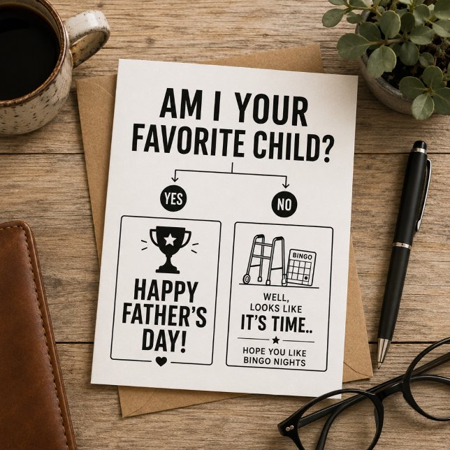 Är jag ditt favoritbarn?  Fars dag Tack Kort (🥉 🤣 A Guaranteed Win in the Sibling Competition!)